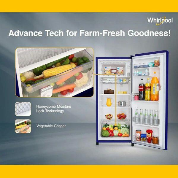 Whirlpool 200 IMPC PRM, 180L 1 Star Direct-Cool Single Door Refrigerator, 10 Years Warranty on Compressor, Sapphire Gloria