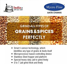 Mycrofine 2HP 2-in-1, 5 KG Grinding chamber with food grade stainless steel, 100% Copper Motor and 2-in-1 Hopper to Grind Spices, Steel