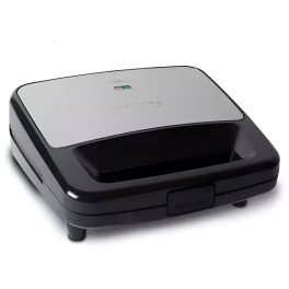 Philips HD2289/00, Panini Sandwich Maker with Non-Stick Plates, Light Indicator and Uniform Heat Dispersion, Black
