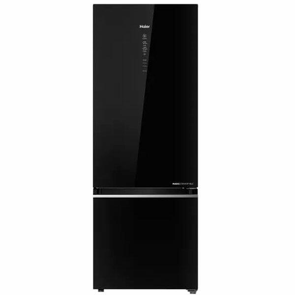 Haier HRB-2872PKG, 237 Litre 2 Star Bottom Mount Refrigerator with 8-in-1 Convertible, Black-Glass