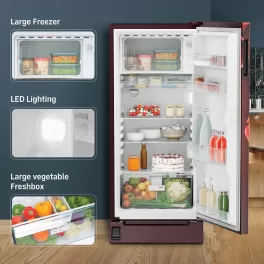 Liebherr DFPRDC 1921, 191L 3 Star Inverter, Direct Cool Single Door Refrigerator, Handsfree, Foot Pedal, Base Drawer,Bar Handle, 20 Years Warranty on Compressor, Red Divine