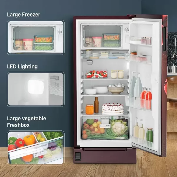 Liebherr DFPRDC 1921, 191L 3 Star Inverter, Direct Cool Single Door Refrigerator, Handsfree, Foot Pedal, Base Drawer,Bar Handle, 20 Years Warranty on Compressor, Red Divine
