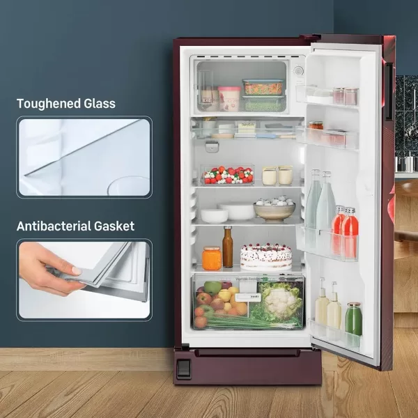 Liebherr DFPRDC 1921, 191L 3 Star Inverter, Direct Cool Single Door Refrigerator, Handsfree, Foot Pedal, Base Drawer,Bar Handle, 20 Years Warranty on Compressor, Red Divine