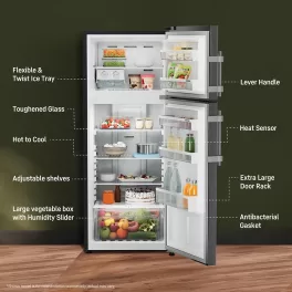 Liebherr TCLBSB 2411, 245L 2 Star inverter, Hot to Cool, Pocket Handle, Frost Free Double Door Refrigerator, 20 Years Warranty on Compressor, Freezer 51 L, Black Steel