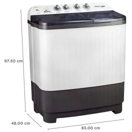 Voltas Beko WTT80DGRT, 8 KG Semi Automatic Machine with IPX4 Control Panel, 5 Star Rating, Fast Dry and Double Casette Filter, Grey