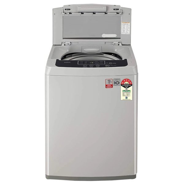 LG T75SKSF1Z, 7.5 KG Fully Automatic Top Load Machine with Smart Inverter Motor, Smart Diagnostics and 5 Star Rating, Middle Silver
