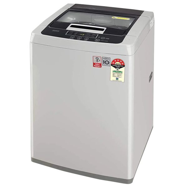 LG T75SKSF1Z, 7.5 KG Fully Automatic Top Load Machine with Smart Inverter Motor, Smart Diagnostics and 5 Star Rating, Middle Silver