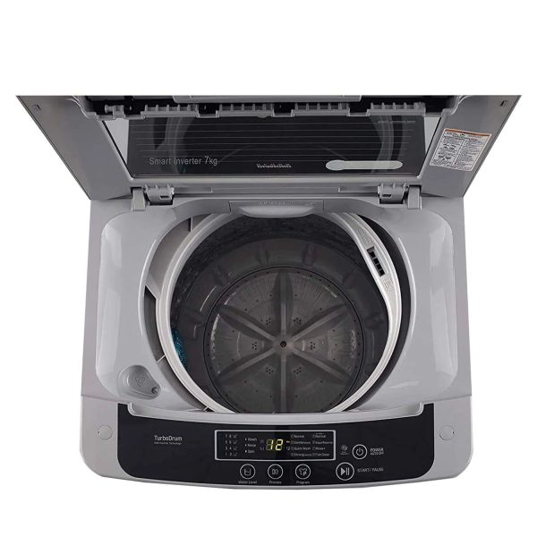 LG T75SKSF1Z, 7.5 KG Fully Automatic Top Load Machine with Smart Inverter Motor, Smart Diagnostics and 5 Star Rating, Middle Silver