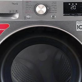 LG FHV1409ZWP, 9 KG 1400 RPM Fully Automatic Front Load Machine with AI Direct Drive Motor, Steam, Smart Diagnostics, Platinum Silver