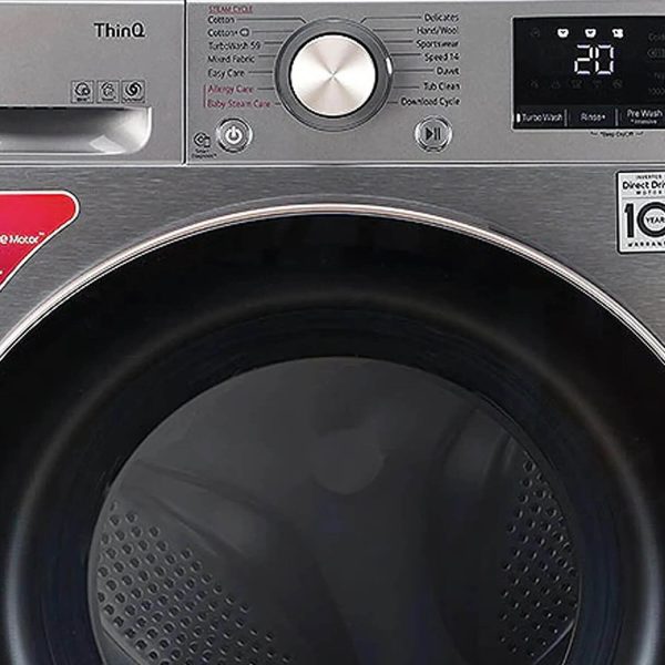 LG FHV1409ZWP, 9 KG 1400 RPM Fully Automatic Front Load Machine with AI Direct Drive Motor, Steam, Smart Diagnostics, Platinum Silver