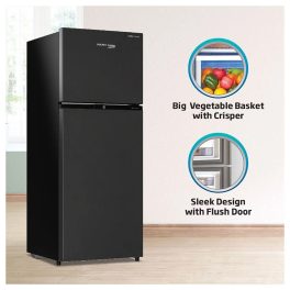 Voltas Beko 275 Litre 2 Star Double Door Refrigerator with Pro Smart Inverter Compressor, Big Vegetable Box with Crisper and Neo Frost Dual Cooling, Wooden Black, RFF295D60/XBRXDIXX