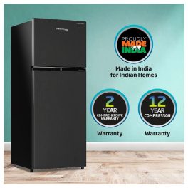 Voltas Beko 275 Litre 2 Star Double Door Refrigerator with Pro Smart Inverter Compressor, Big Vegetable Box with Crisper and Neo Frost Dual Cooling, Wooden Black, RFF295D60/XBRXDIXX