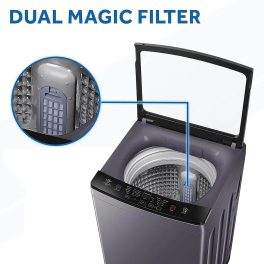 Haier HWM80-H826S6, 8 KG Fully Automatic Top Load Machine with Storm Pulsator, 3 Hot Water Modes, 15 Minutes Quick Wash and Built-In Heater, Silver