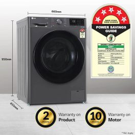 LG FHV1409Z4M, 9 KG 1400 RPM Fully Automatic Front Load Machine with AI Direct Drive Motor, Steam, Smart Diagnostics, Middle Black