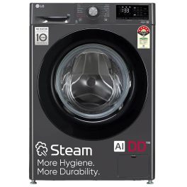 LG FHV1408Z2M, 8 KG 1400 RPM Fully Automatic Front Load Machine with AI Direct Drive Motor, Steam, Smart Diagnostics, Middle Black