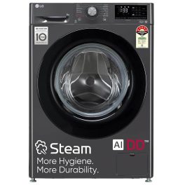 LG FHV1409Z4M, 9 KG 1400 RPM Fully Automatic Front Load Machine with AI Direct Drive Motor, Steam, Smart Diagnostics, Middle Black
