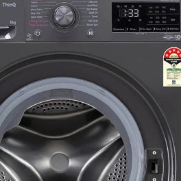 LG FHV1408Z2M, 8 KG 1400 RPM Fully Automatic Front Load Machine with AI Direct Drive Motor, Steam, Smart Diagnostics, Middle Black