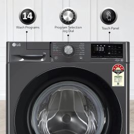 LG FHV1409Z4M, 9 KG 1400 RPM Fully Automatic Front Load Machine with AI Direct Drive Motor, Steam, Smart Diagnostics, Middle Black