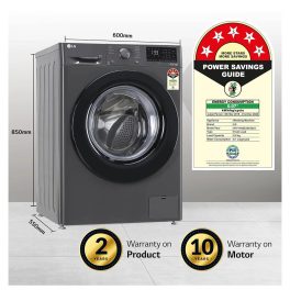 LG FHV1408Z2M, 8 KG 1400 RPM Fully Automatic Front Load Machine with AI Direct Drive Motor, Steam, Smart Diagnostics, Middle Black