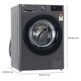 LG FHV1408Z2M, 8 KG 1400 RPM Fully Automatic Front Load Machine with AI Direct Drive Motor, Steam, Smart Diagnostics, Middle Black