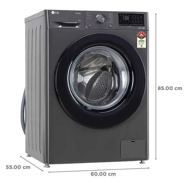 LG FHV1408Z2M, 8 KG 1400 RPM Fully Automatic Front Load Machine with AI Direct Drive Motor, Steam, Smart Diagnostics, Middle Black