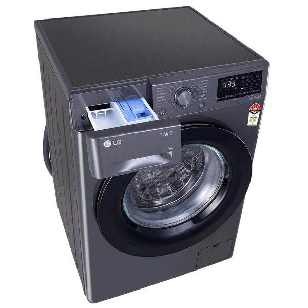 LG FHV1409Z4M, 9 KG 1400 RPM Fully Automatic Front Load Machine with AI Direct Drive Motor, Steam, Smart Diagnostics, Middle Black