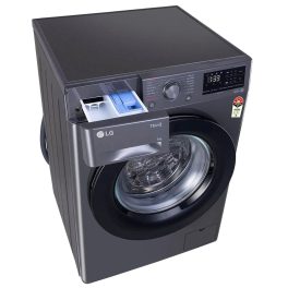 LG FHV1408Z2M, 8 KG 1400 RPM Fully Automatic Front Load Machine with AI Direct Drive Motor, Steam, Smart Diagnostics, Middle Black