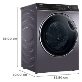 Haier HW90-DM14959CS8U1, 9 KG 1400 RPM Fully Automatic Frontload Machine with Direct Motion Motor, 525MM Super Drum and Wi-Fi, Dark Silver