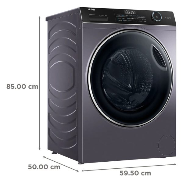 Haier HW90-DM14959CS8U1, 9 KG 1400 RPM Fully Automatic Frontload Machine with Direct Motion Motor, 525MM Super Drum and Wi-Fi, Dark Silver