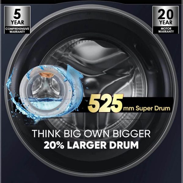 Haier HW80-DM14959CS6U, 8 KG 1400 RPM Fully Automatic Frontload Machine with Direct Motion Motorm 525MM Super Drum and Built-in Wi-Fi, Silver