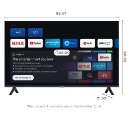 Panasonic 43inch Smart Google TV with Dolby Digital and Google Voice Assistant, Black, 43MS680