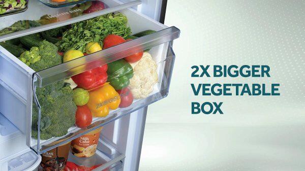 Haier HRF-4083PKG, 358 Litre 3 Star Double Door Refrigerator with Triple Inverter and 10-in-1 Convertible, Black Glass