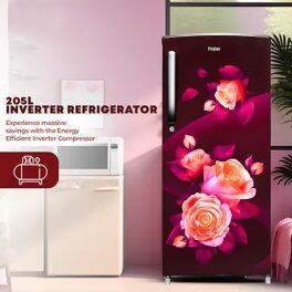 Haier HRD-2263CRR, 205 Litre 3 Star Single Door Refrigerator with 1 Hour Icing Technology, Red Rose