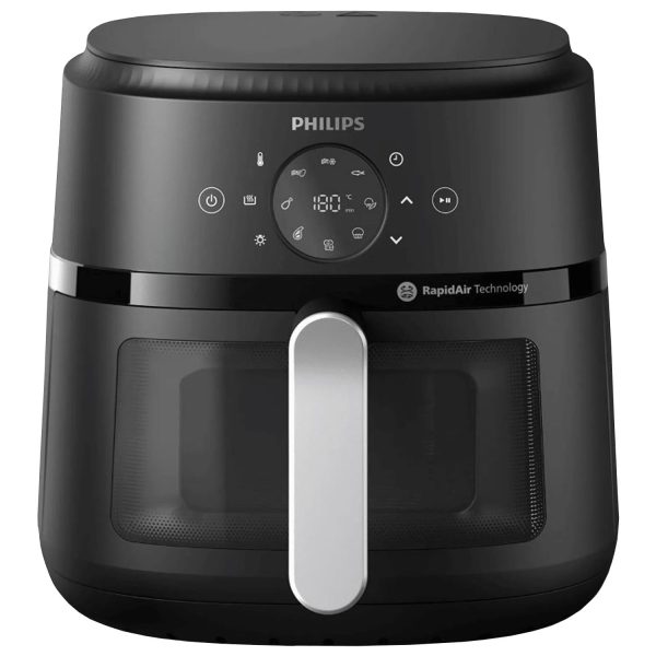 Philips NA221/00, 4.2 Litre Digital Air Fryer with Rapid Air Technology, Digital Touch Screen and Integrated Cord Storage, Black