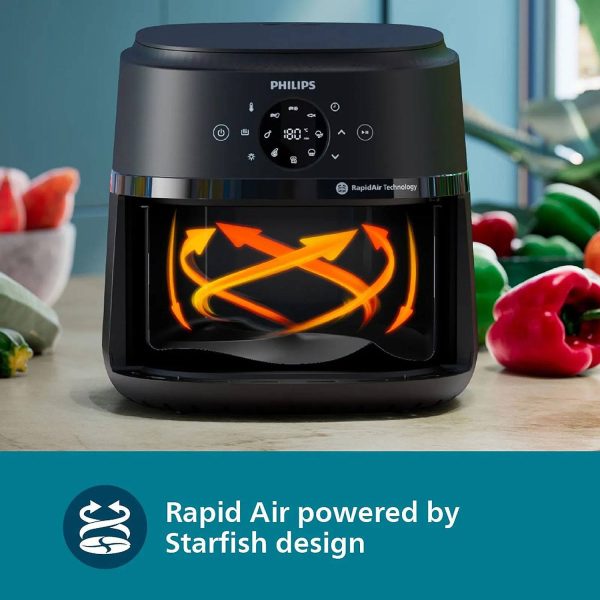 Philips NA221/00, 4.2 Litre Digital Air Fryer with Rapid Air Technology, Digital Touch Screen and Integrated Cord Storage, Black