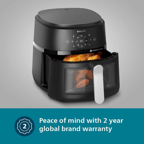 Philips NA221/00, 4.2 Litre Digital Air Fryer with Rapid Air Technology, Digital Touch Screen and Integrated Cord Storage, Black