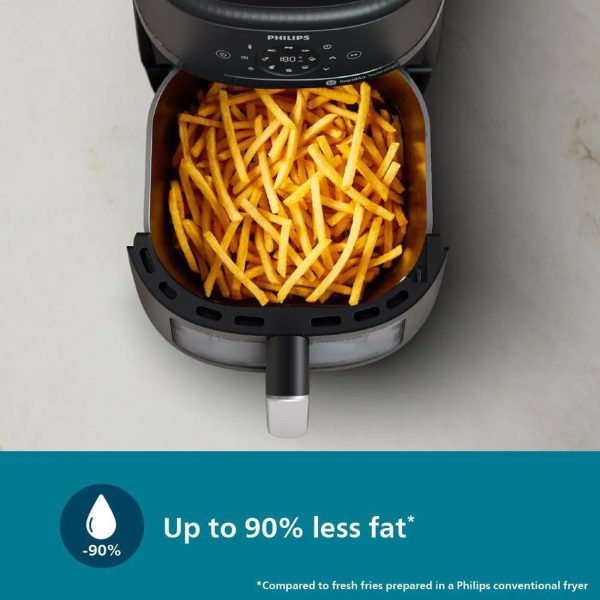 Philips NA221/00, 4.2 Litre Digital Air Fryer with Rapid Air Technology, Digital Touch Screen and Integrated Cord Storage, Black