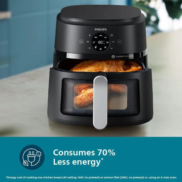 Philips NA221/00, 4.2 Litre Digital Air Fryer with Rapid Air Technology, Digital Touch Screen and Integrated Cord Storage, Black