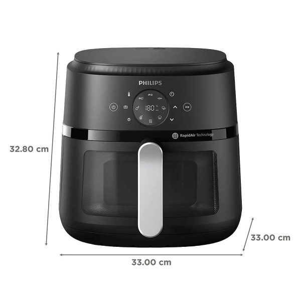 Philips NA221/00, 4.2 Litre Digital Air Fryer with Rapid Air Technology, Digital Touch Screen and Integrated Cord Storage, Black