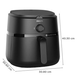 Philips NA130/00, 6.2 Litre Air Fryer with Rapid Air Technology, Adjustable Time and Temperature Setting and Dishwasher Safe Main Tray, Black