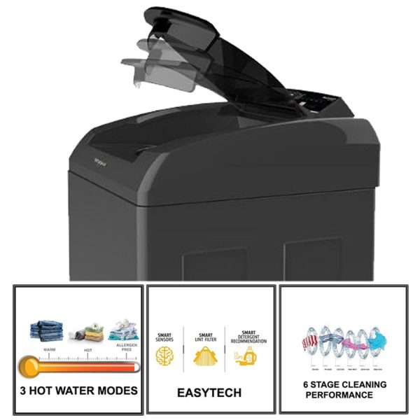 Whirlpool 8.5KG Top-Load Machine (StainWash PRO PLUS H, Midnight Grey)