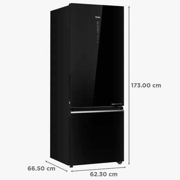 Haier HRB-2872PKG, 237 Litre 2 Star Bottom Mount Refrigerator with 8-in-1 Convertible, Black-Glass