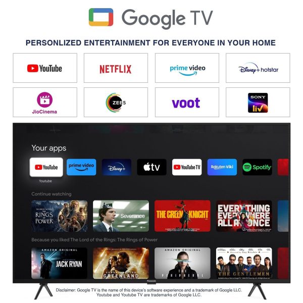 Panasonic 43inch Smart Google TV with Dolby Digital and Google Voice Assistant, Black, 43MS680
