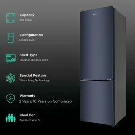 Haier HRB-3152BGK, 265 Litre 2 Star Bottom Mount Refrigerator with 8-in-1 Convertible, Graphite Black