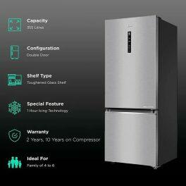 Haier HRB-3753BIS, 325 Litre 3 Star Inox Steel