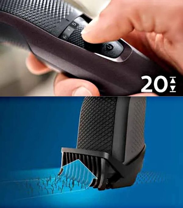 Philips BT3125/15, Lift and Trim Beard Trimmer with Stainless steel Blades, 20 Length Settings and 45 Minutes of Cordless Use, Black