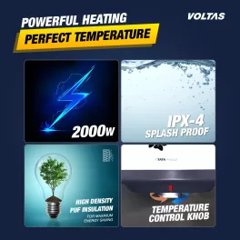 Voltas Aqua Pro, 10 Litre Water Heater with 8 Bar Pressure, 5 Star Rating, Adjustable Knob to set Temperature and Durable Plastic Body, White