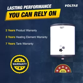 Voltas Aqua Pro, 10 Litre Water Heater with 8 Bar Pressure, 5 Star Rating, Adjustable Knob to set Temperature and Durable Plastic Body, White