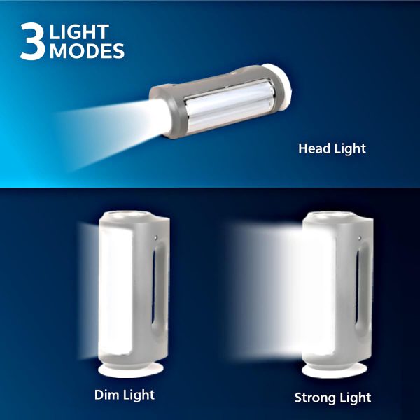 Philips Helio, Multi Functional Rechargable LED Lantern with 3 Lighting Modes and Dimmability Brightness Control, White