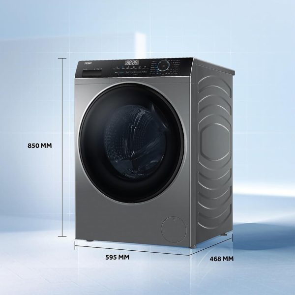 Haier HW80-IM12929CS3, 8 KG 1200 RPM Fully Automatic Frontload Machine with Inverter Motor, 525MM Super Drum and 12 Year Motor Warranty, Grey